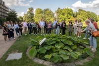 Teilnehmende bei einer Führung durch die Botanischen Gärten der Universität Bonn.